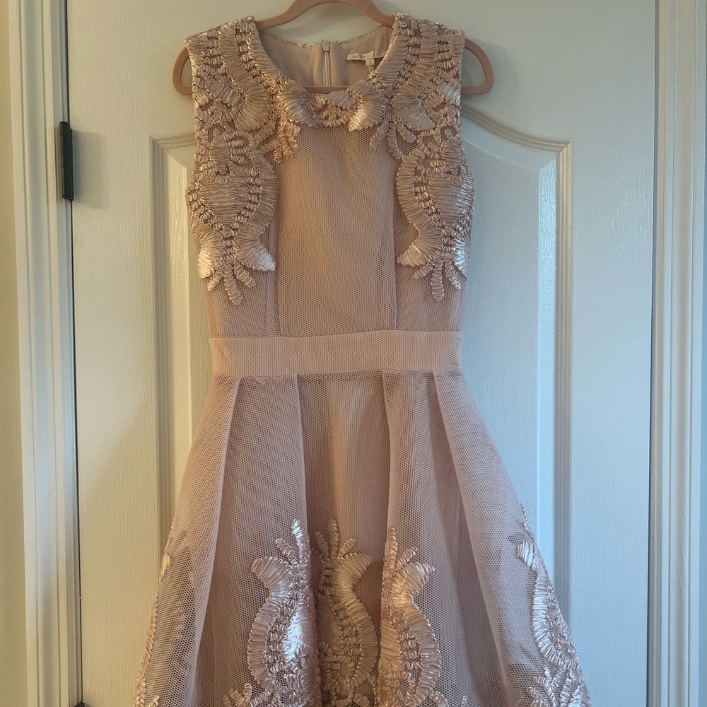 Maje, size 1 (2-4), cocktail dress, mesh with underlay and embroidery. Pink